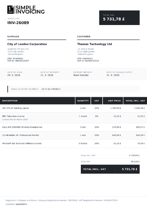 Invoice template Structured